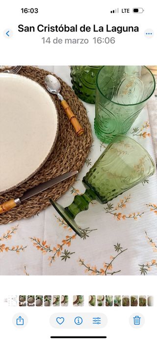 6 Copas Cristal verde modelo Flor lys