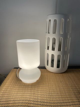 Dos lamparas  Opalina Blanca Vidrio