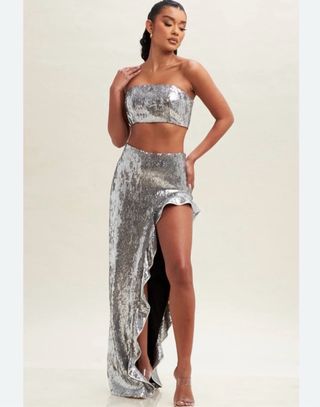 Conjunto de Lentejuelas Plateado