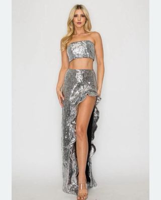 Conjunto de Lentejuelas Plateado