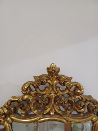 Espejo Antiguo Grande Cornucopia Dorado