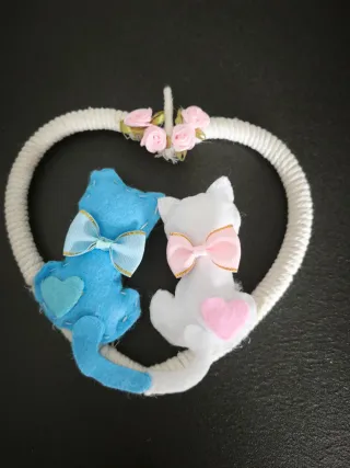 Decorazioni Gatti Cuore Fatte a Mano
