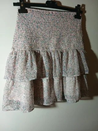 Gonna corta a balze floreale taglia S