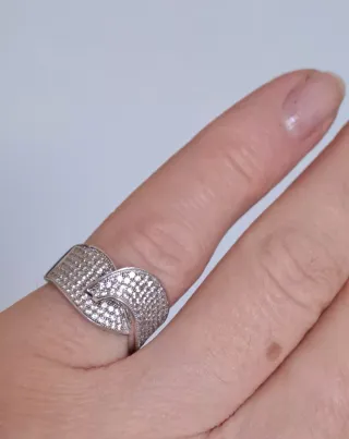 Anello fascia argento con zirconi tg 16