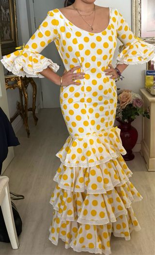 Traje Flamenca Handmade Lunares Amarillo