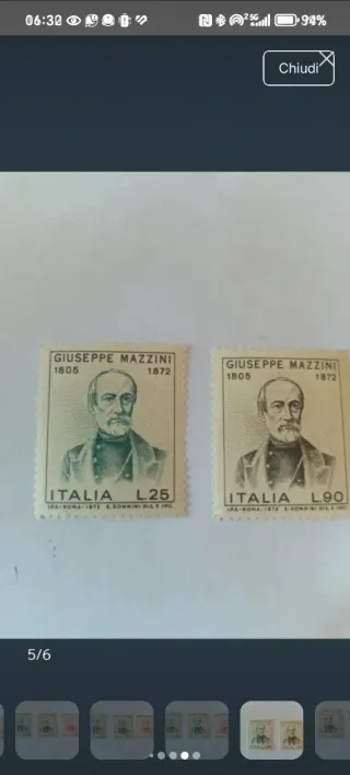 Serie completa 1972 Mazzini L.25 L.90 L.150