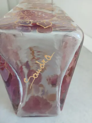 Vaso Rettangolare Floreale Rosa Trasparente