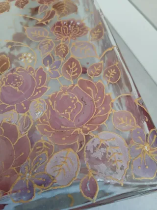 Vaso Rettangolare Floreale Rosa Trasparente