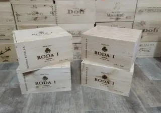 4 Scatole di legno con coperchio scorrevole