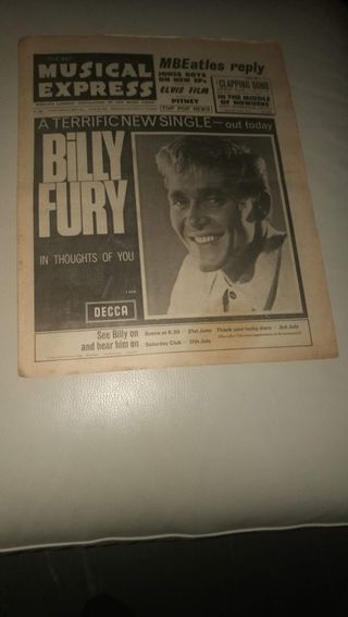 Musical Express Billy Fury In Thoughts of You