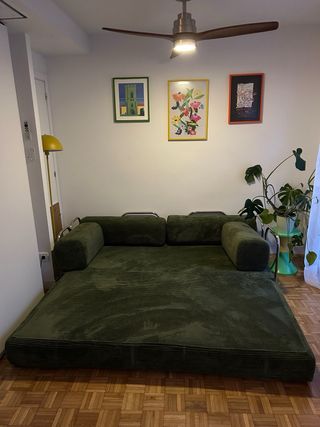 Sofá Cama Pana Verde 2 Plazas