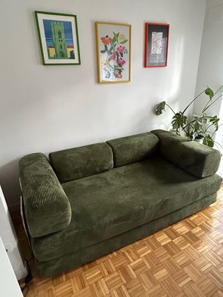 Sofá Cama Pana Verde 2 Plazas