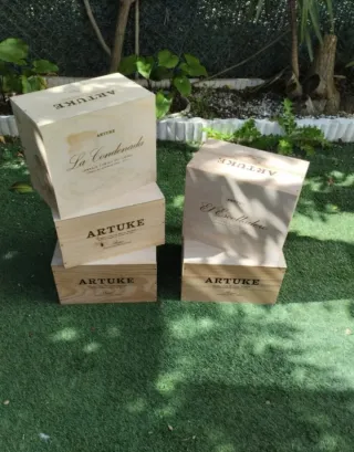 5 Scatole di legno con coperchio scorrevole