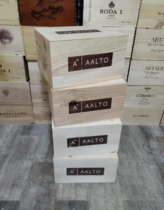 4 Scatole di legno con coperchio scorrevole