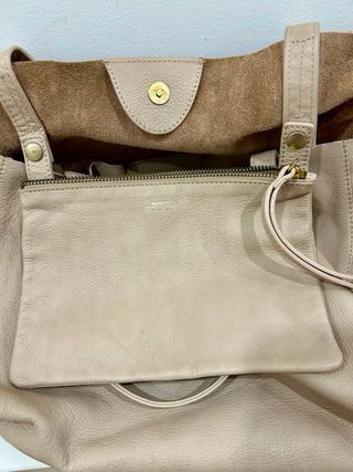 Bolso shopper piel beige Mango (50cm x 35 cm)