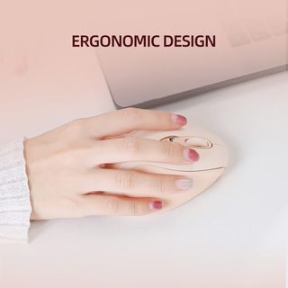 INPHIC M8 Ratón Inalambrico Rosa, 2.4G USB Recargable