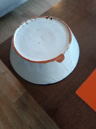 Lebrillo antiguo azul y blanco 29 x 10