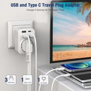 Hoppac Adaptador Enchufe UK a Español 5 en 1