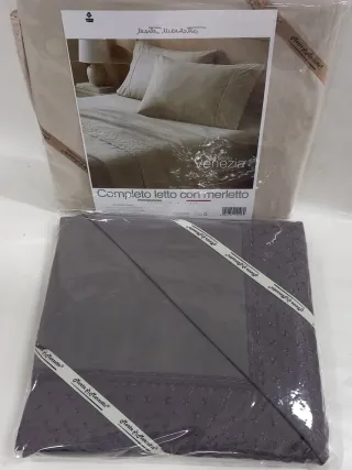 Completo letto cotone con pizzo San Gallo