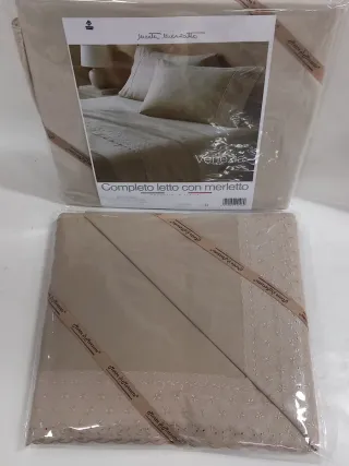 Completo letto cotone con pizzo San Gallo