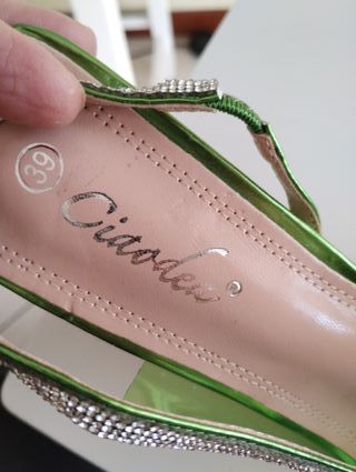 Décolleté Verdi Trasparenti Fiocco Strass Tg 39