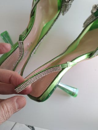 Décolleté Verdi Trasparenti Fiocco Strass Tg 39
