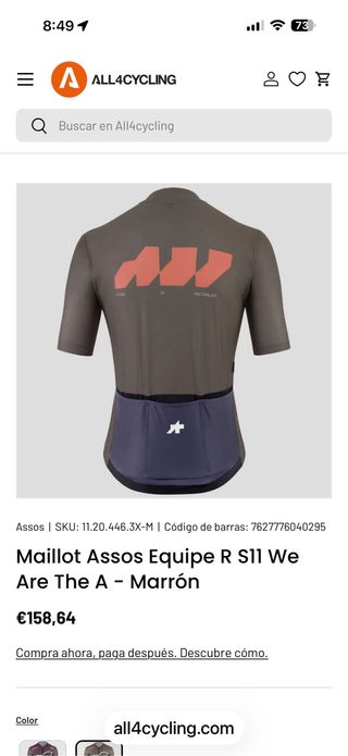 Maillot Assos Equipe R weAreTheA Talla M Nuevo