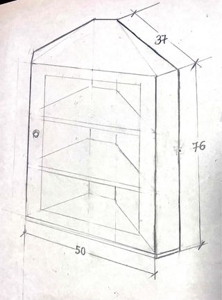 Vitrina de madera maciza colgante