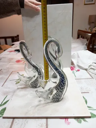 Tris Cigni Foglia Argento Vetro TRIS