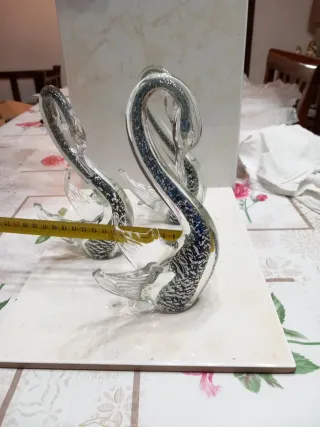 Tris Cigni Foglia Argento Vetro TRIS