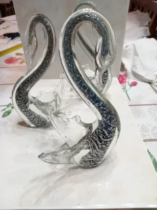 Tris Cigni Foglia Argento Vetro TRIS