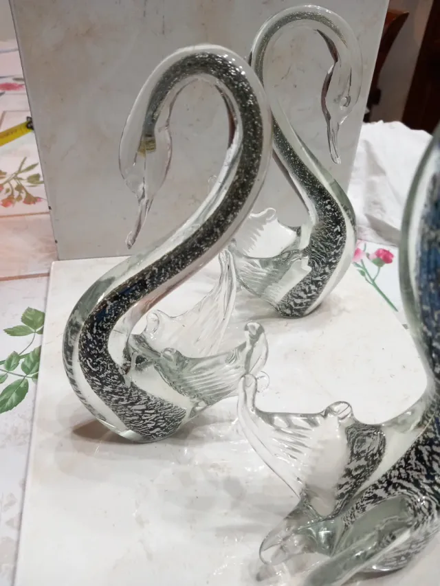 Tris Cigni Foglia Argento Vetro TRIS