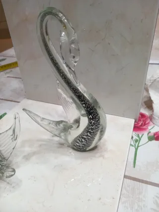 Tris Cigni Foglia Argento Vetro TRIS