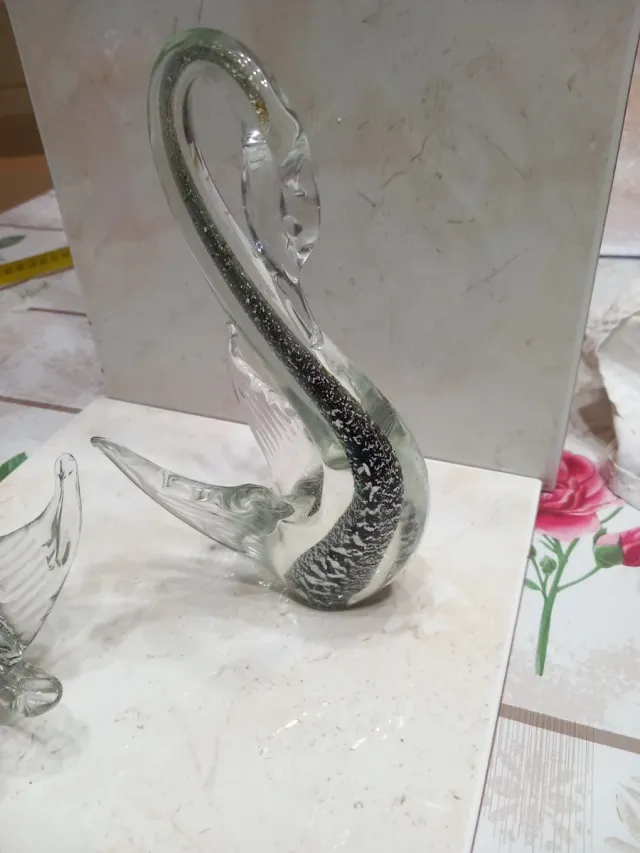 Tris Cigni Foglia Argento Vetro TRIS