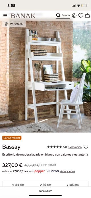 Escritorio Banak Blanco con Estantería