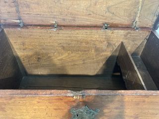Arca antigua de alcanfor con raro ensamblaje