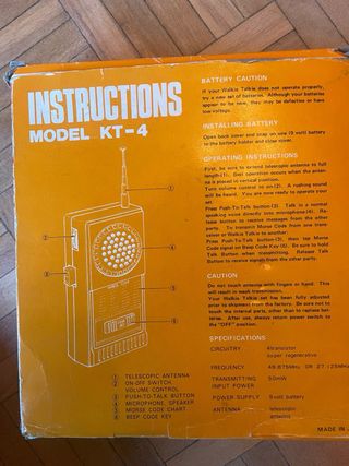 Walkie Talkie Gembox KT-4 Vintage Caja Original