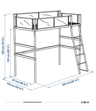 Cama alta Ikea Vitval 90x200