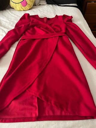 Vestido rojo fiesta manga larga