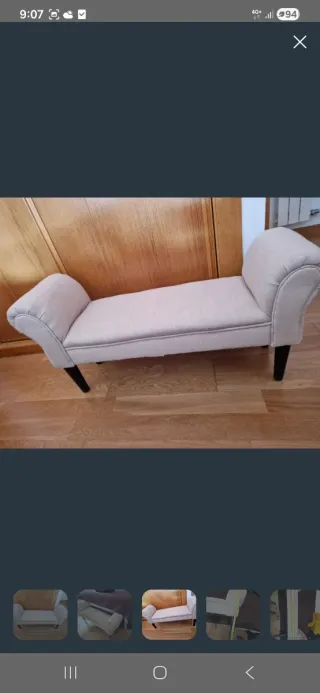 Banco pie de cama beige tela