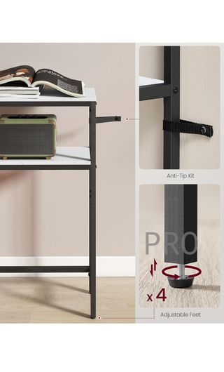 Tavolo consolle, stretto tavolo ausiliario a 2 livelli