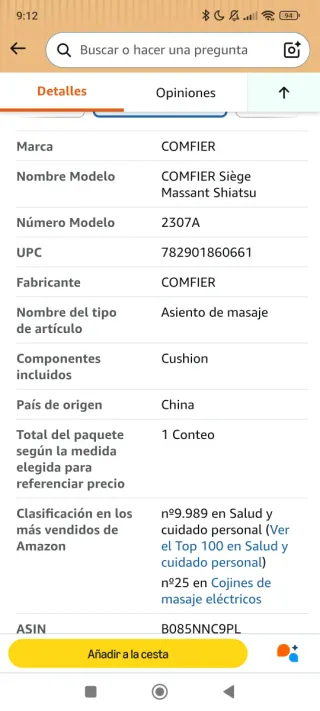 COMFIER Asiento de Masaje Shiatsu