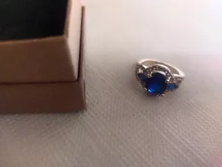 Anillo Plata Zafiro Azul y Dorado