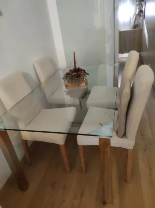 Mesa Comedor Cristal y Madera