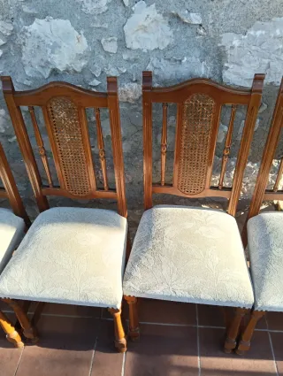 Juego de 6 Sillas de Comedor Madera Tapizadas