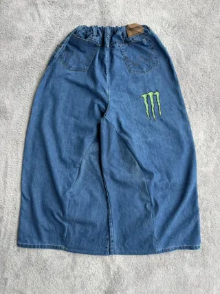 Pantalone Baggy JNCO Style Wide Leg Y2K Ricamato