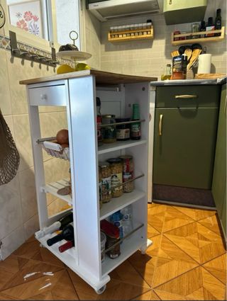 Carrito Auxiliar Cocina Madera y Metal