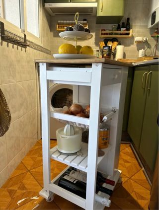 Carrito Auxiliar Cocina Madera y Metal