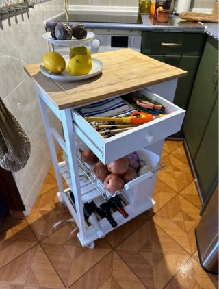 Carrito Auxiliar Cocina Madera y Metal