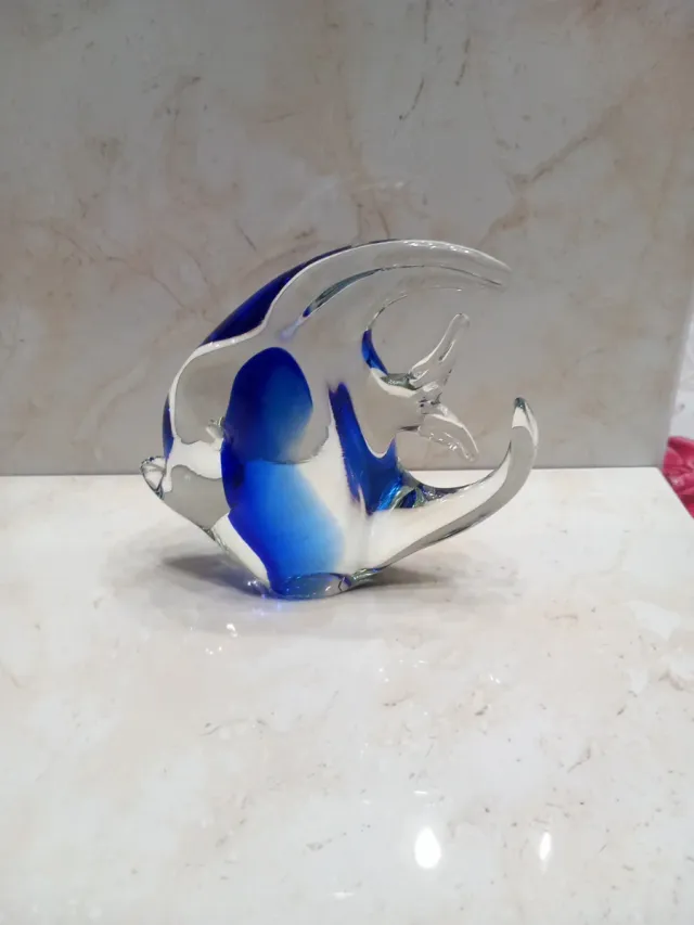 Pesce in vetro di Murano blu PBL
